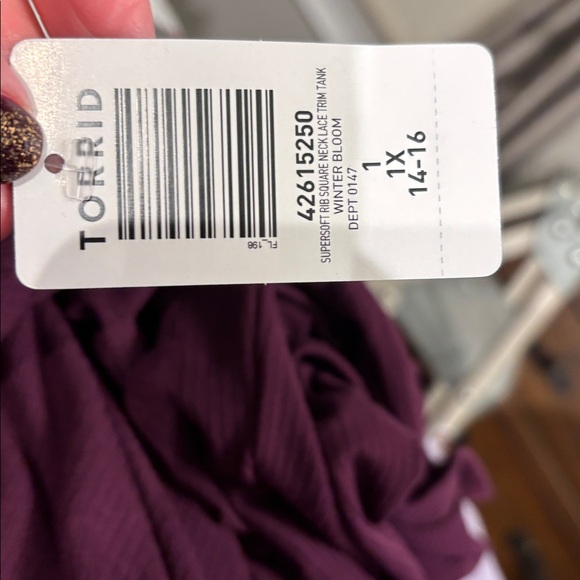 Torrid size 1 rib super soft cami with lace details NWT in purple - Picture 7 of 7